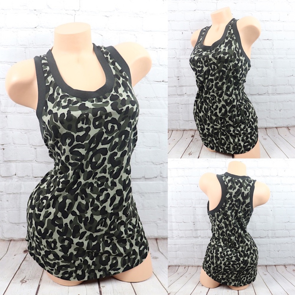 VS PINK Leopard Sleeveless Racerback Tank Top